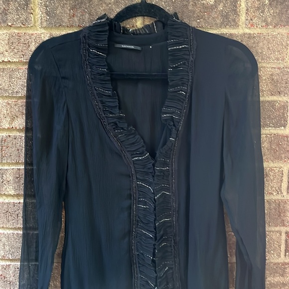 Elie Tahari sheer black blouse size small - Picture 2 of 8